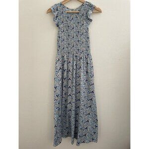 Code x Mode Ditzy Floral Smocked Midi Dress XS blue Cottage Prairie